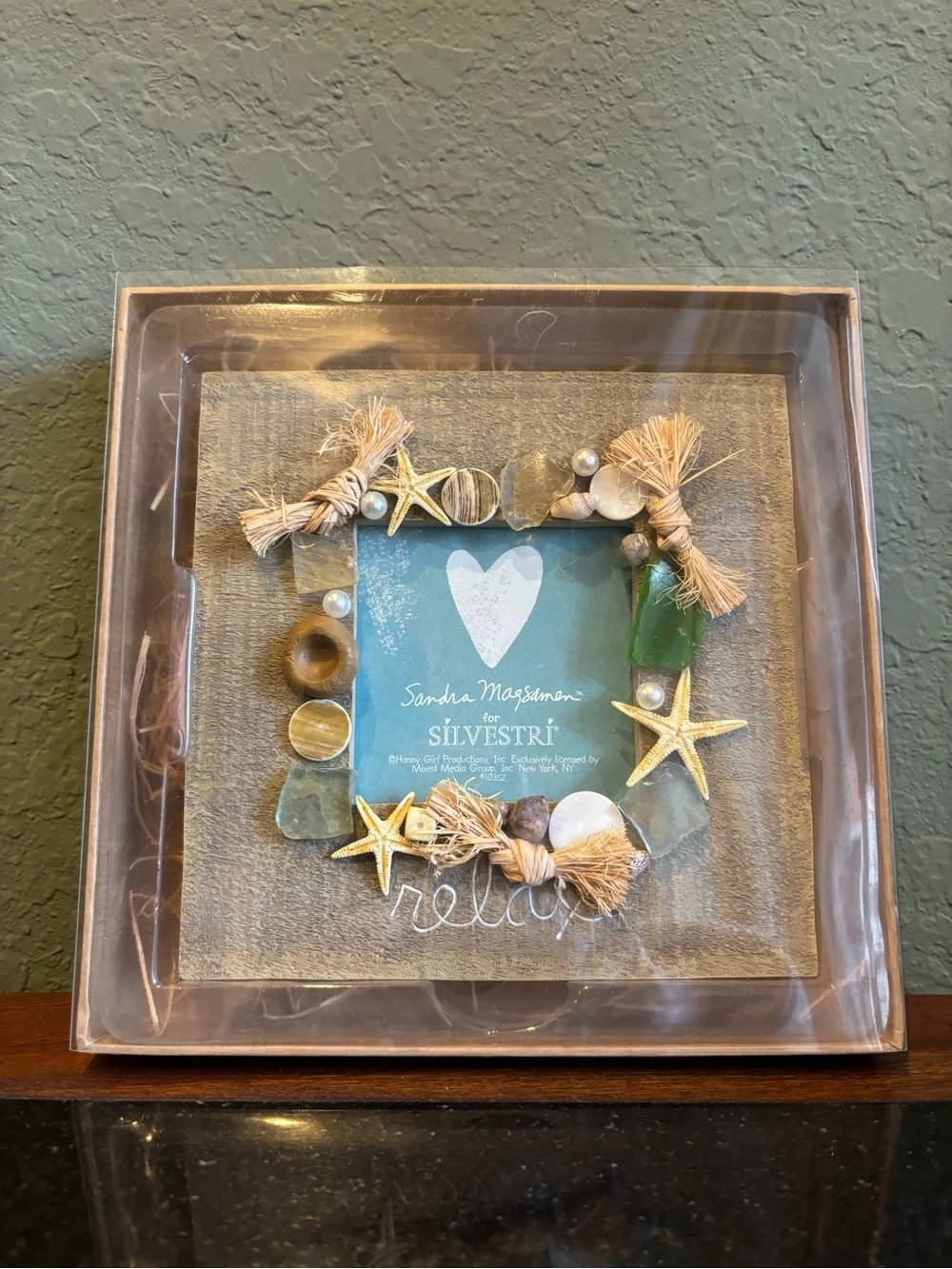 Silvestri Sandra Magsamen Decorative Square Wood Relax Beach Themed Photo Frame